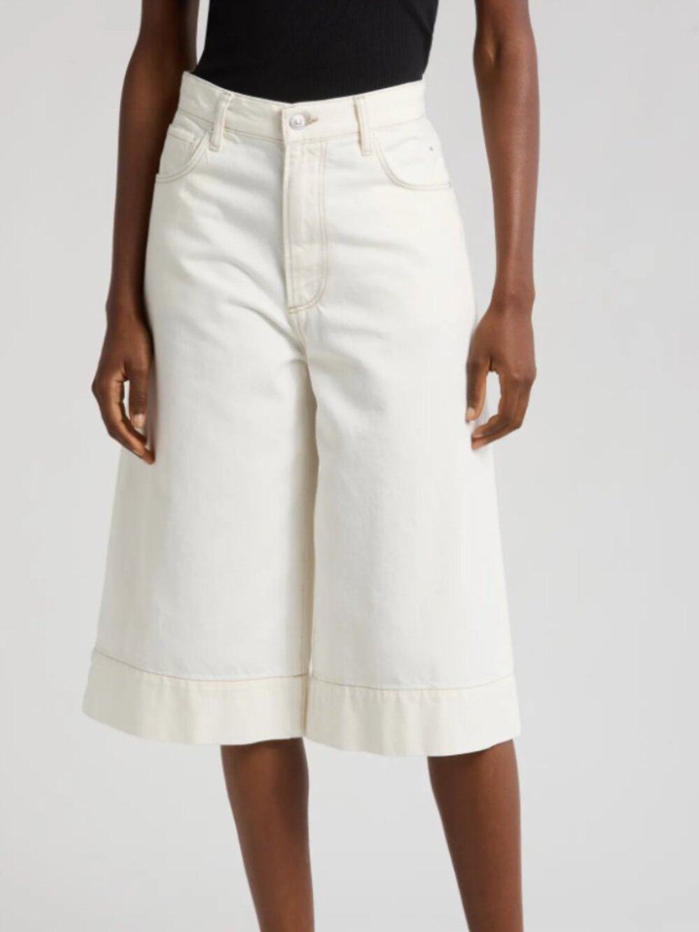 Paige Eva Gaucho White Wide Leg Shorts Size 29